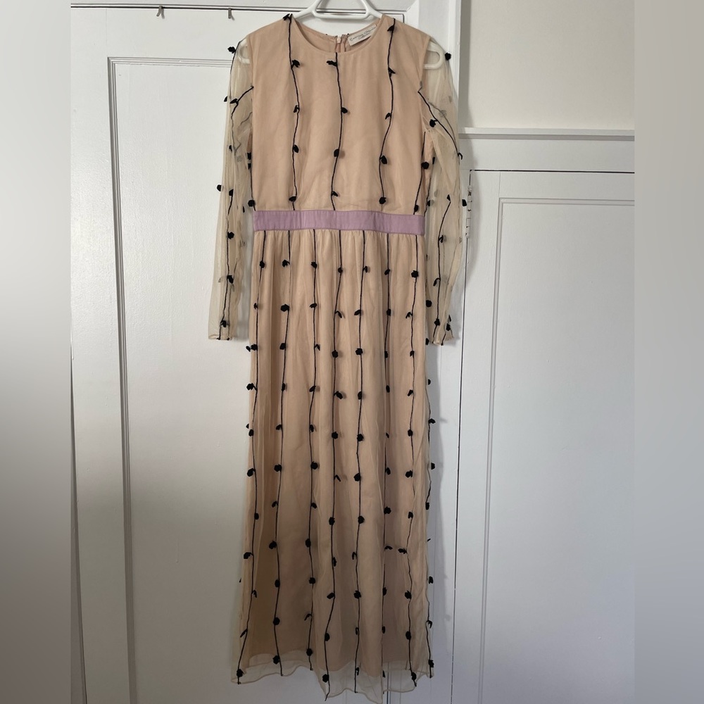 cristina gavioli long sleeve mesh dress with black lace